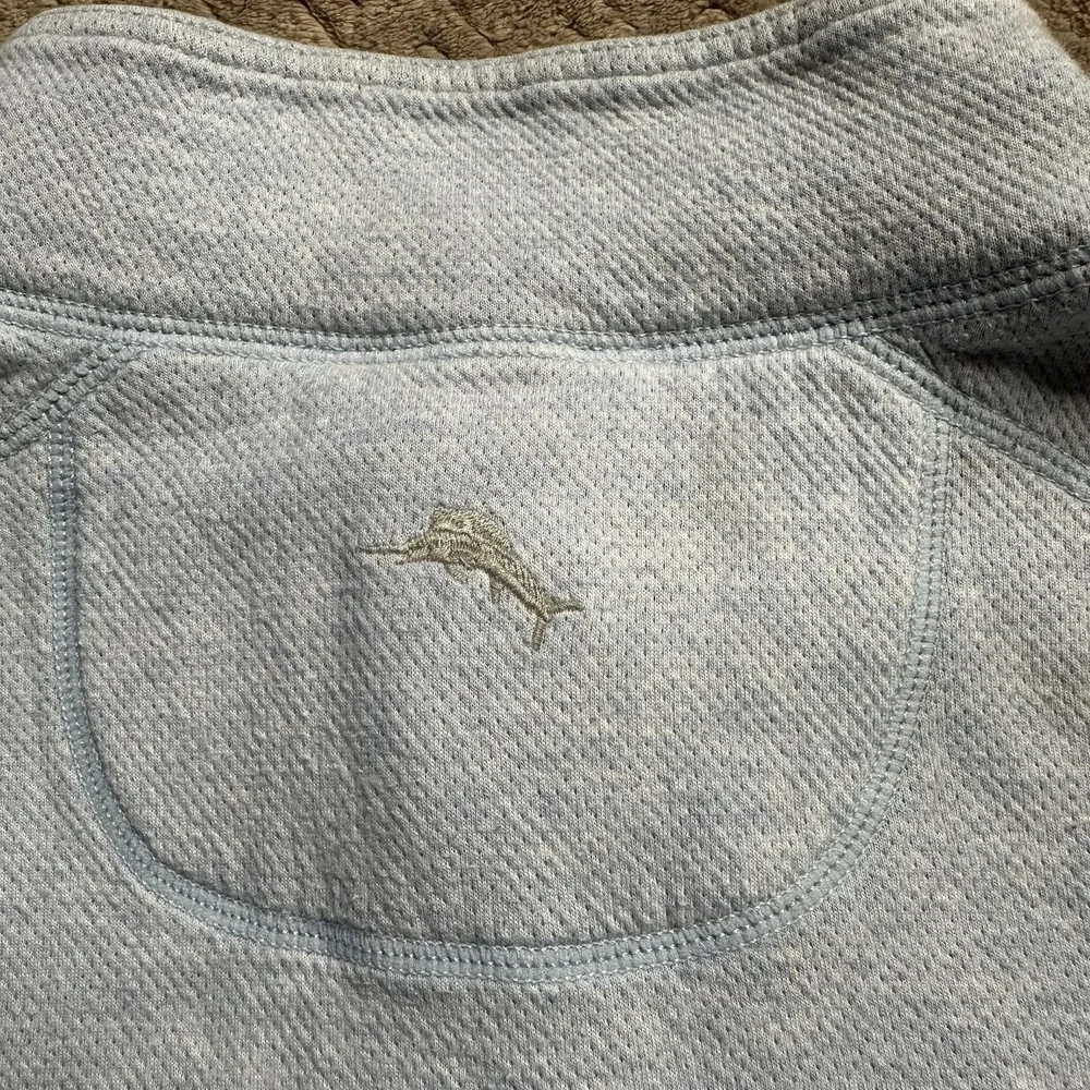 Tommy Bahama 1/4 Snap Cotton Mock‎ Neck Pullover Sweater Mens Sky Light Blue